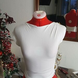 SHEIN White Short Sleeve Top Open Back